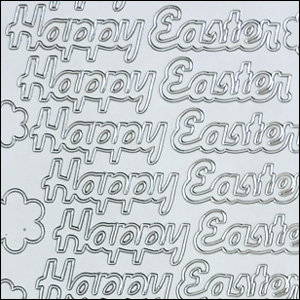 Happy Easter, Transparent/Silver Peel Off Stickers (1 sheet)