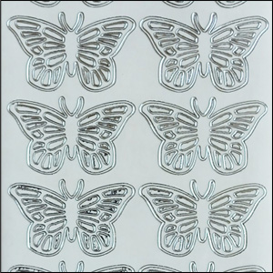 Butterflies, Transparent/Silver Peel Off Stickers (1 sheet)