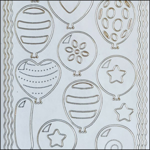 Balloons, Transparent/Gold Peel Off Stickers (1 sheet)