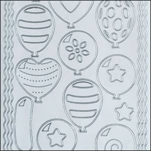 Balloons, Transparent/Silver Peel Off Stickers (1 sheet)