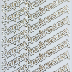 (image for) Happy Anniversary, Transparent/Gold Peel Off Stickers (1 sheet)