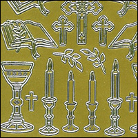 Religious Motifs, Gold Peel Off Stickers (1 sheet)