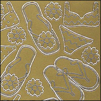Flip Flops & Beachwear, Gold Peel Off Stickers (1 sheet)