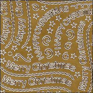 (image for) Happy Christmas/Merry Christmas, Gold Peel Off Stickers (1 sheet)