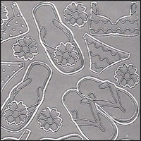 Flip Flops & Beachwear, Silver Peel Off Stickers (1 sheet)