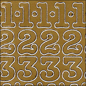 (image for) Large 20mm Numbers, Gold Peel Off Stickers (1 sheet)