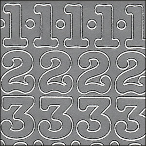 (image for) Large 20mm Numbers, Silver Peel Off Stickers (1 sheet)