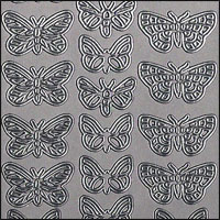 Small Butterflies, Silver Peel Off Stickers (1 sheet)