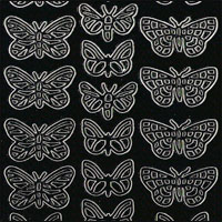 Small Butterflies, Black Peel Off Stickers (1 sheet)