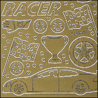 Racing Car Speed Racer, Gold Peel Off Stickers (1 sheet)