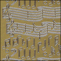 Music Notes, Gold Peel Off Stickers (1 sheet)