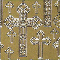 Decorative Crosses, Gold Peel Off Stickers (1 sheet)