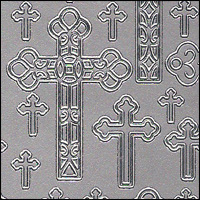 Decorative Crosses, Silver Peel Off Stickers (1 sheet)