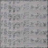 Happy Easter, Silver Peel Off Stickers (1 sheet)