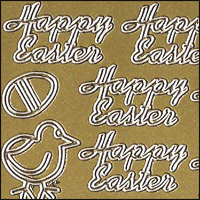 Happy Easter, Gold Peel Off Stickers (1 sheet)