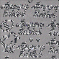 Happy Easter, Silver Peel Off Stickers (1 sheet) - Click Image to Close