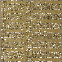 (image for) Happy Christmas Words, Gold Peel Off Stickers (1 sheet)