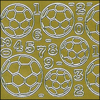 Footballs/Soccer, Gold Peel Off Stickers (1 sheet)