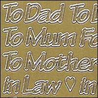 (image for) Mum/Dad & Brother/Sister, Gold Peel Off Stickers (1 sheet)