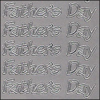 Happy Fathers Day, Silver Peel Off Stickers (1 sheet)