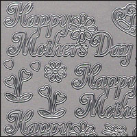 Happy Mothers Day (Floral), Silver Peel Off Stickers (1 sheet)