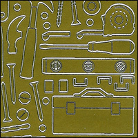 Handyman DIY Tools, Gold Peel Off Stickers (1 sheet) - Click Image to Close