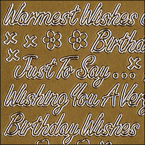 (image for) Mixed Birthday Greetings, Gold Peel Off Stickers (1 sheet)