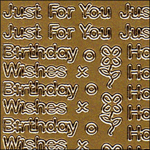 (image for) Mixed Birthday Words, Gold Peel Off Stickers (1 sheet)