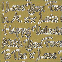 Loving Words & Valentine, Gold Peel Off Stickers (1 sheet)