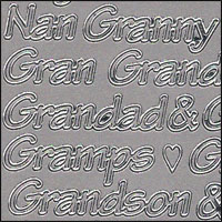 Grandparents, Silver Peel Off Stickers (1 sheet)
