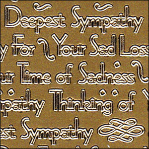 Deepest Sympathy / Sorrow, Gold Peel Off Stickers (1 sheet)