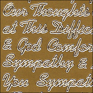 Deepest Sympathy / Thinking Of You, Gold Peel Off Stickers (1 sheet)
