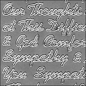 Deepest Sympathy / Thinking Of You, Silver Peel Off Stickers (1 sheet)