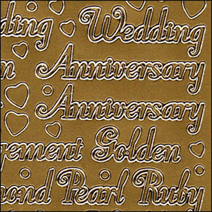 Wedding & Special Anniversary, Gold Peel Off Stickers (1 sheet)