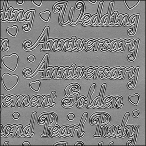 Wedding & Special Anniversary, Silver Peel Off Stickers (1 sheet)