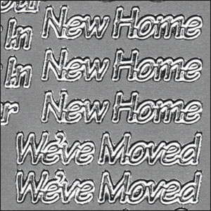 New Home/We\'ve Moved/Good Luck, Silver Peel Off Stickers (1 sheet)