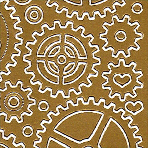 Gears & Cogs, Gold Peel Off Stickers (1 sheet)
