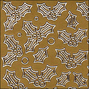 (image for) Holly Leaves & Sprigs, Gold Peel Off Stickers (1 sheet)