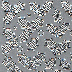 (image for) Holly Leaves & Sprigs, Silver Peel Off Stickers (1 sheet)