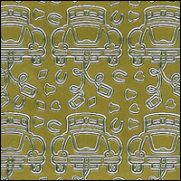 (image for) Wedding Cars, Gold Peel Off Stickers (1 sheet)