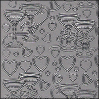 (image for) Champagne Glasses, Silver Peel Off Stickers (1 sheet)