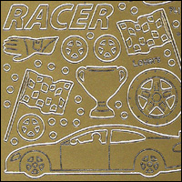 (image for) Racing Car Speed Racer, Gold Peel Off Stickers (1 sheet)