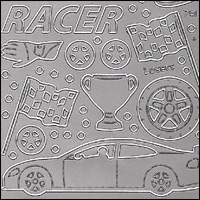 (image for) Racing Car Speed Racer, Silver Peel Off Stickers (1 sheet)