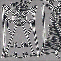 (image for) Christmas Trees + Angels, Silver Peel Off Stickers (1 sheet)