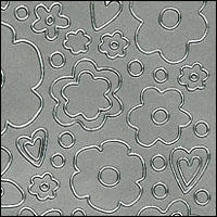 (image for) Mixed Flowers, Silver Peel Off Stickers (1 sheet)