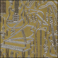 (image for) Musical Instruments, Gold Peel Off Stickers (1 sheet)