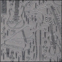 (image for) Musical Instruments, Silver Peel Off Stickers (1 sheet)