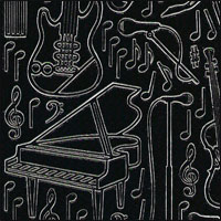 Musical Instruments, Black Peel Off Stickers (1 sheet)