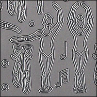 (image for) Ballet Dancers, Silver Peel Off Stickers (1 sheet)