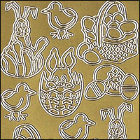 Easter Images/Shapes, Gold Peel Off Stickers (1 sheet)